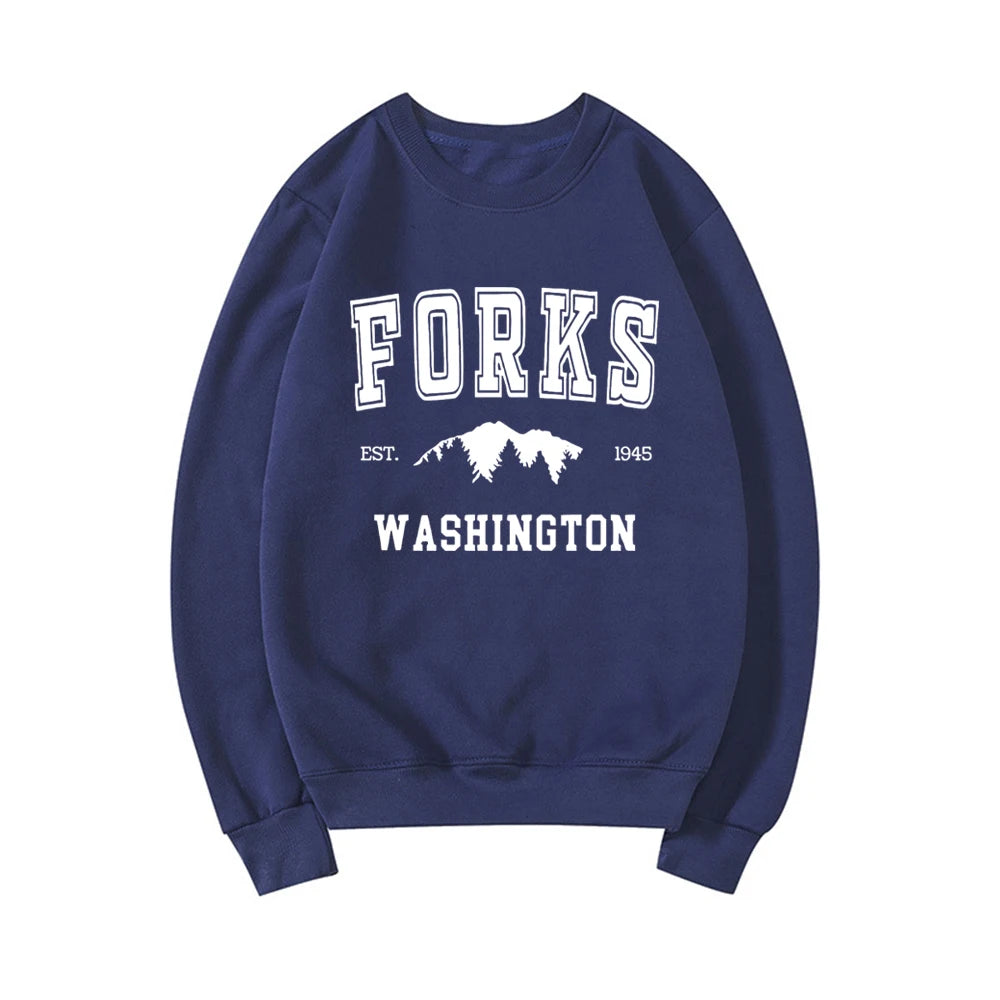 Twilight Unisex Crewneck Sweatshirt Forks Washington Hoodie Team Edward Sweatshirts Women Long Sleeve Harajuku Graphic Hoodies
