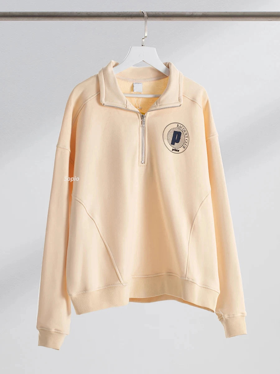 2024 New Letter Print Sport Pullover Tops Fashion Long Sleeve Stand Collar Zipper Sweatshirts American Vintage Sweatshirt Women