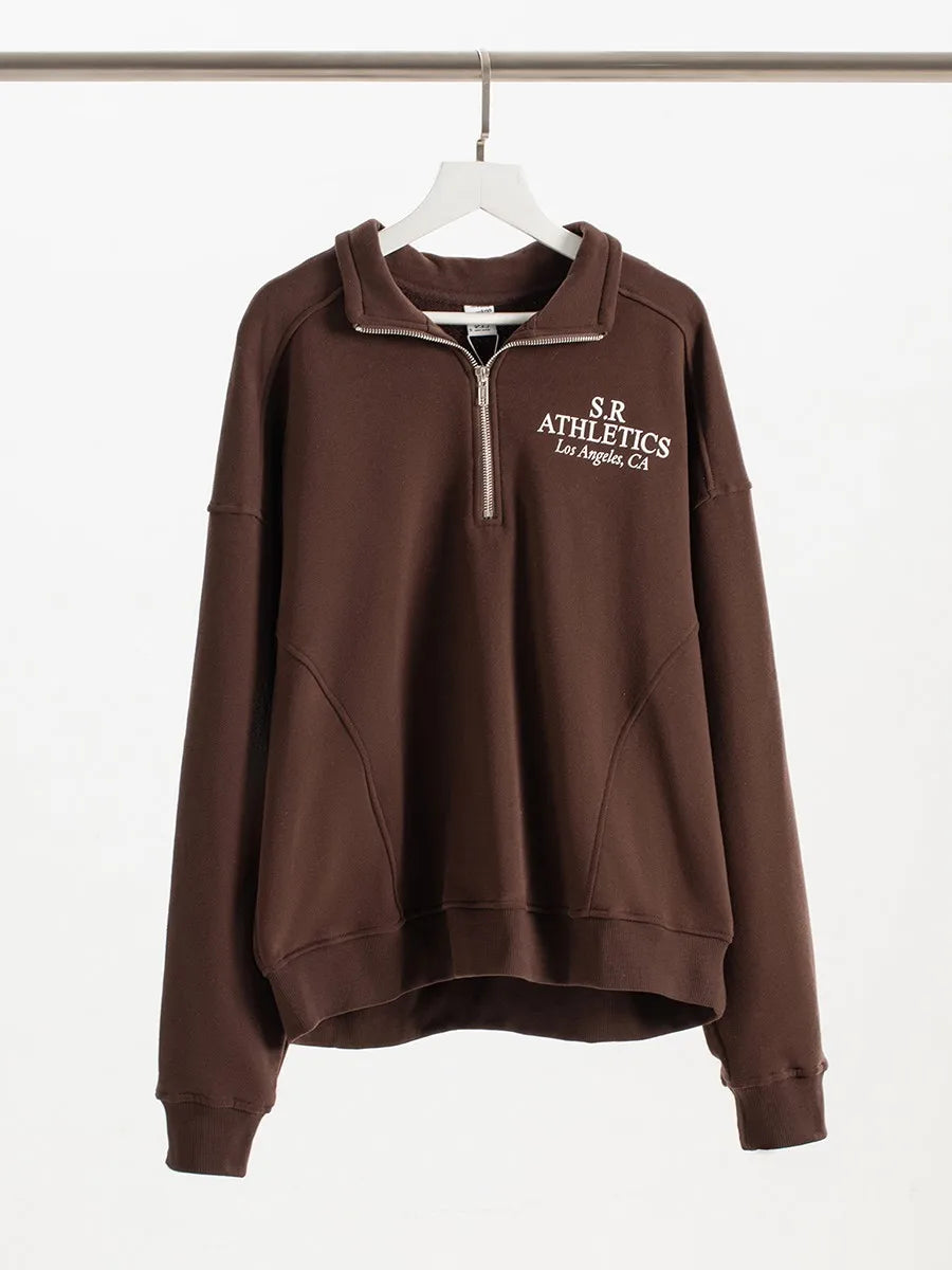 2024 New Letter Print Sport Pullover Tops Fashion Long Sleeve Stand Collar Zipper Sweatshirts American Vintage Sweatshirt Women