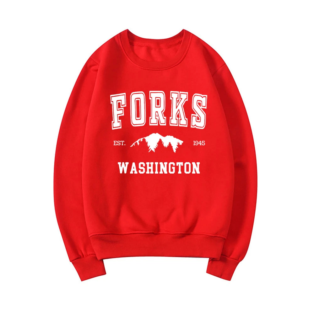 Twilight Unisex Crewneck Sweatshirt Forks Washington Hoodie Team Edward Sweatshirts Women Long Sleeve Harajuku Graphic Hoodies