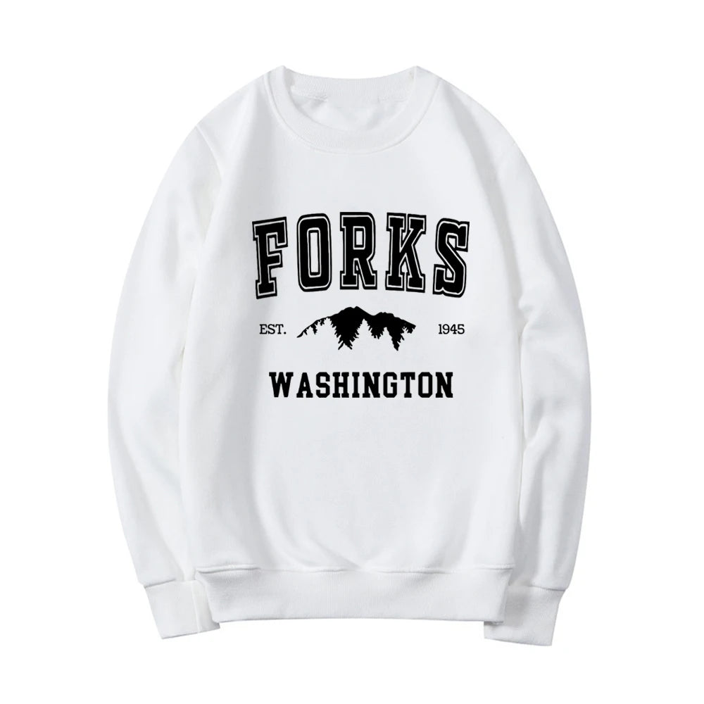 Twilight Unisex Crewneck Sweatshirt Forks Washington Hoodie Team Edward Sweatshirts Women Long Sleeve Harajuku Graphic Hoodies