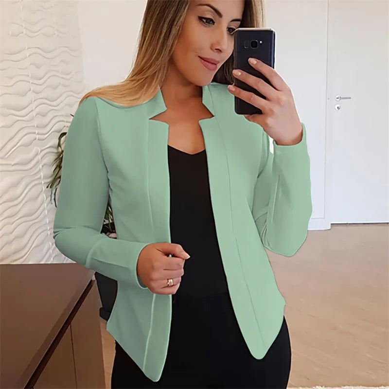 Women Thin White Blazers Autumn 2024 Female Summer Blazer Long Sleeve Open Stitch OL Womens Slim Coats Femme Ladies Black Tops