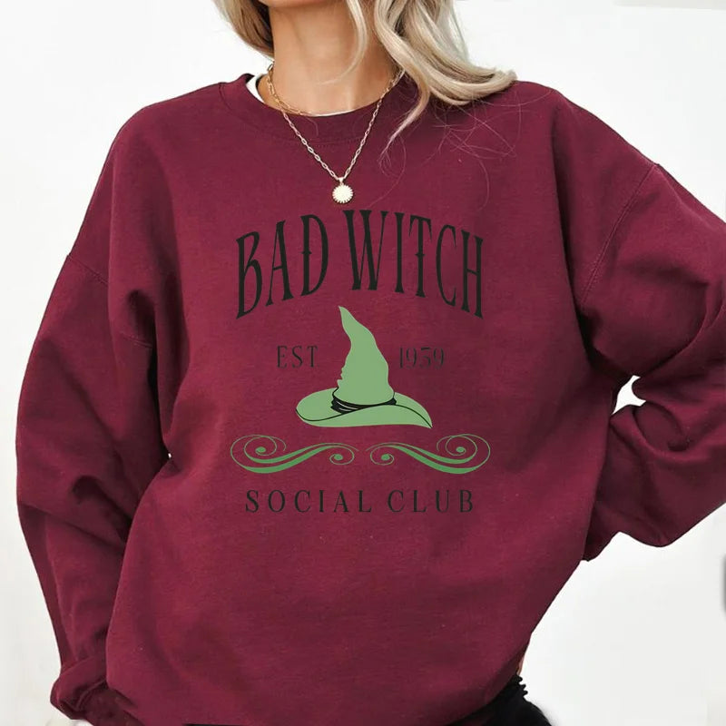 Vintage GOOD WITCH or BAD Witch Social Club Sweatshirt Harajuku Pullover Crewneck Women's Clothing Streetwear Hoodies Sweat