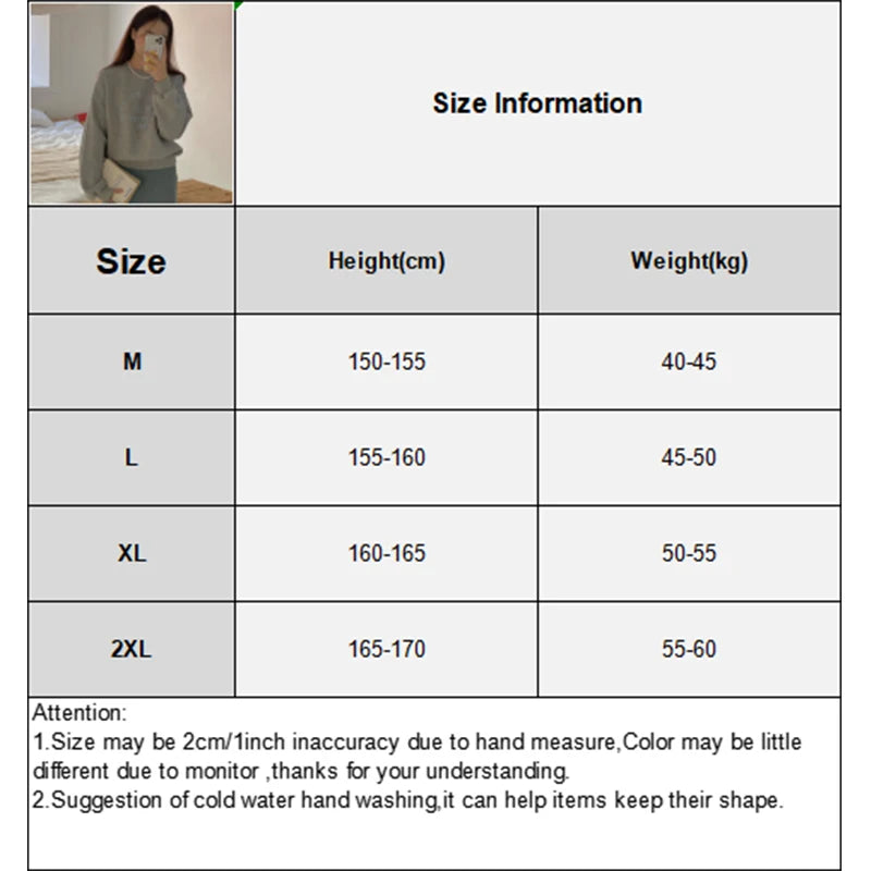 Korean Letter Print Round Neck Long Sleeve Loose Casual Sweatshirt For Women