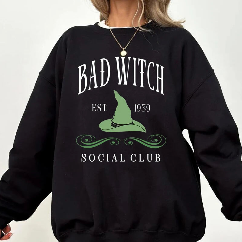 Vintage GOOD WITCH or BAD Witch Social Club Sweatshirt Harajuku Pullover Crewneck Women's Clothing Streetwear Hoodies Sweat