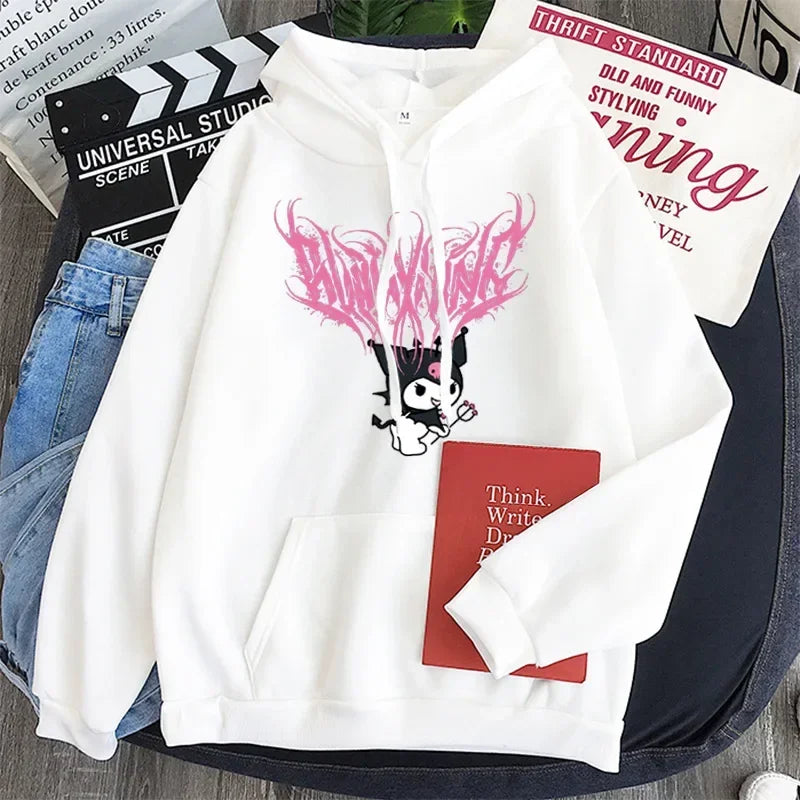 Japanese Anime Sanrio Kuromi Cute Women's Hoodie Student Y2K Sweatshirt Spring and Autumn Outdoor Sports and Leisure Pullover