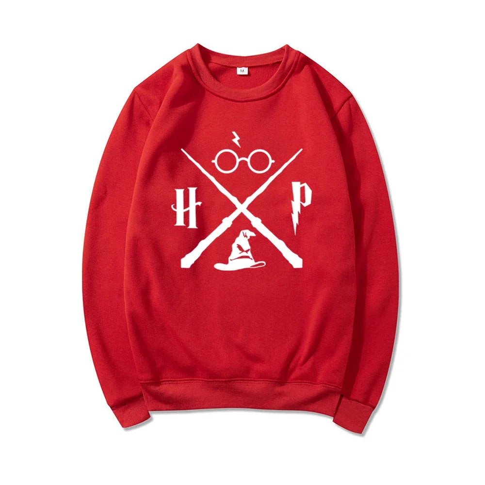 Wizard Hat Sweatshirt Wizard Wand Hoodie HP Pullovers Long Sleeve Unisex Graphic Hoodies Magic School Sweatshirts Streetwear Top