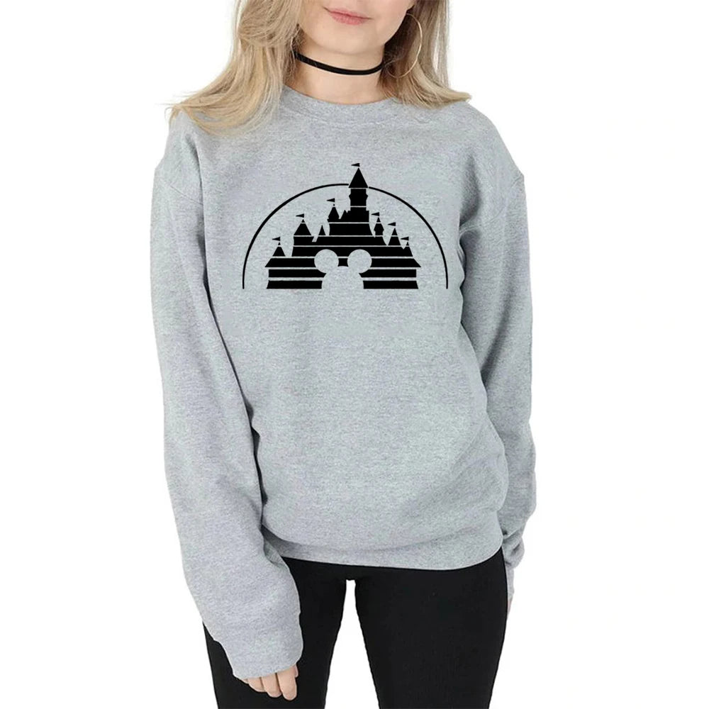 Retro Home Castle Sweatshirt The Magic Kingdom Mouse Graphic Pullover Cute Minnie Jumper Family Vacation Sweatshirts Kawaii Tops