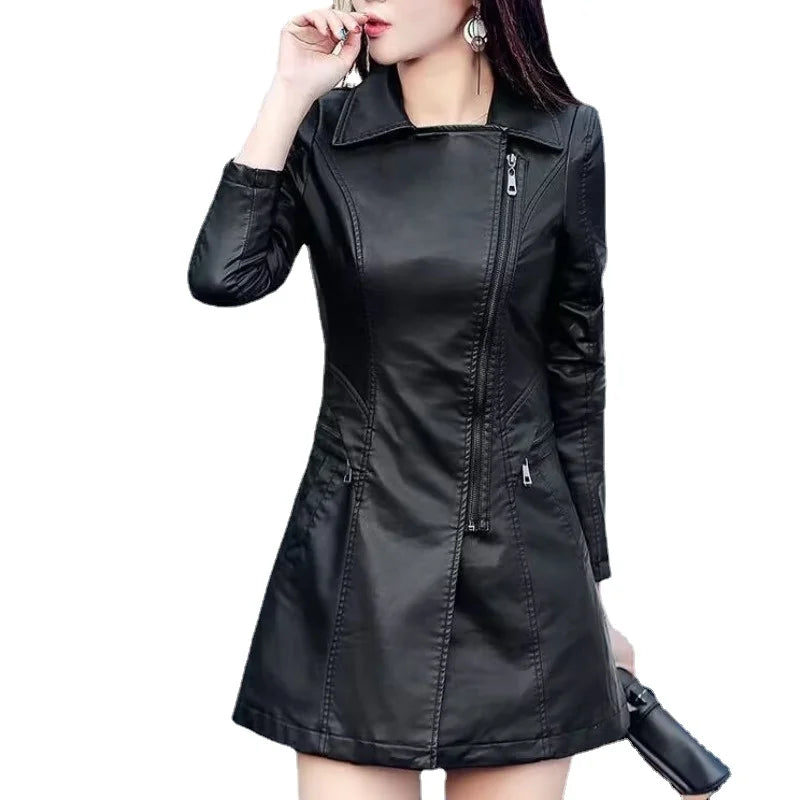 Women Faux Leather Jacket Women's Leather Biker Top New in coats Black Motorcycle korean reviews many clothes Female streetwear