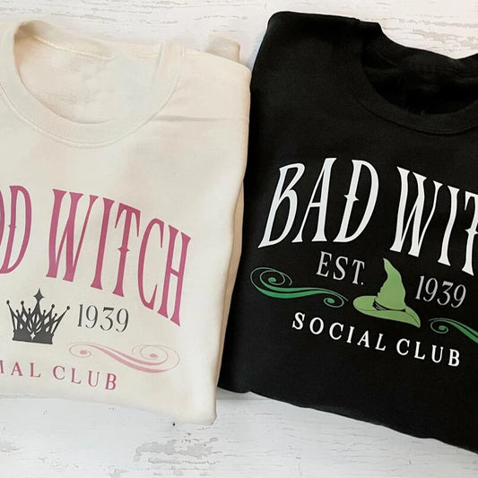 Vintage GOOD WITCH or BAD Witch Social Club Sweatshirt Harajuku Pullover Crewneck Women's Clothing Streetwear Hoodies Sweat