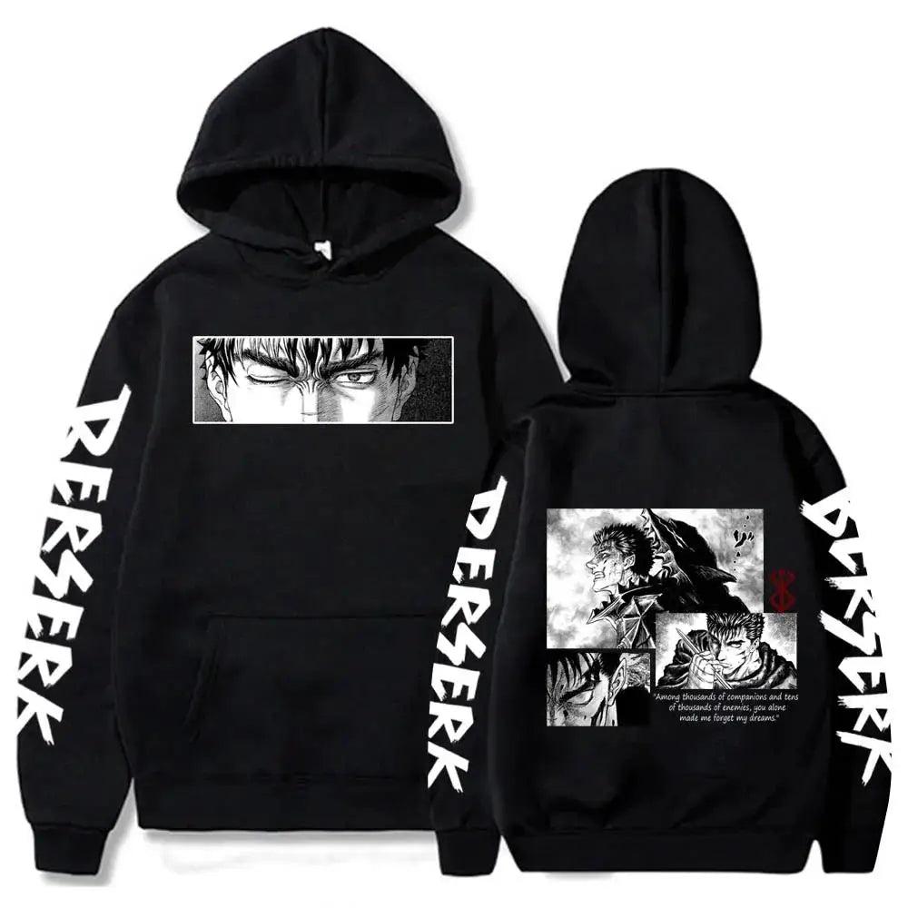 Berserk Guts Hoodies Men Women Graphic Print Long Sleeve Streetwear Japanese Style Manga Sweatshirts Fleece Loose Soft Clothing