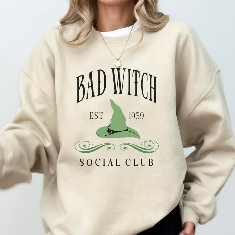 Vintage GOOD WITCH or BAD Witch Social Club Sweatshirt Harajuku Pullover Crewneck Women's Clothing Streetwear Hoodies Sweat