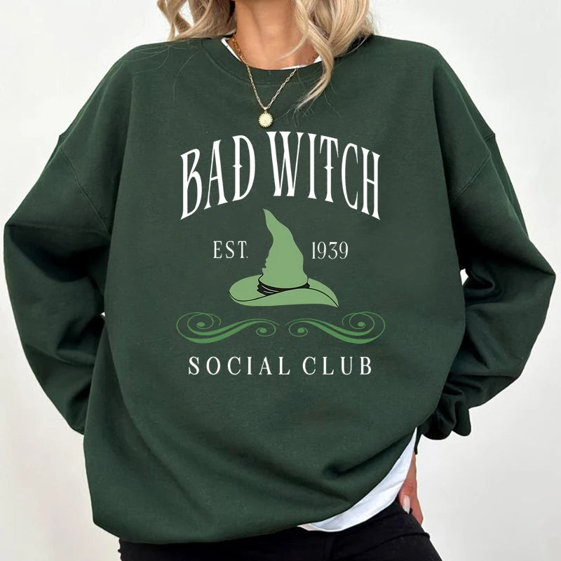 Vintage GOOD WITCH or BAD Witch Social Club Sweatshirt Harajuku Pullover Crewneck Women's Clothing Streetwear Hoodies Sweat