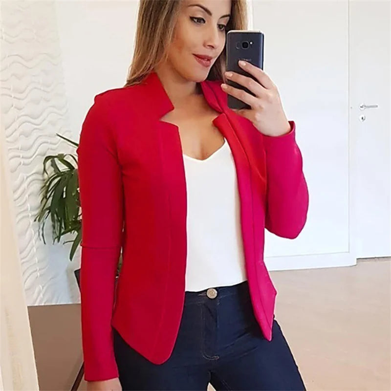 Women Thin White Blazers Autumn 2024 Female Summer Blazer Long Sleeve Open Stitch OL Womens Slim Coats Femme Ladies Black Tops